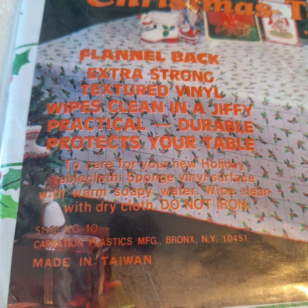 Vintage Christmas Vinyl Flannelback Tablecloth Set of 2 52